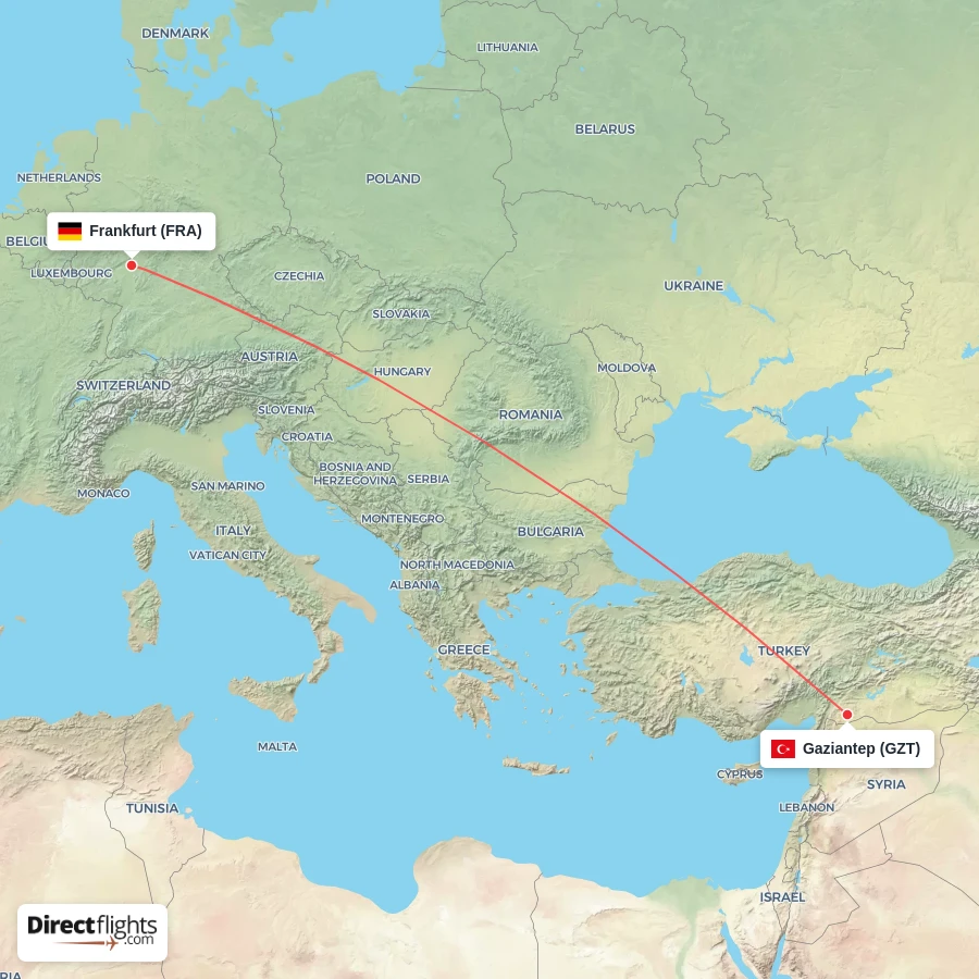 FRA - GZT route map