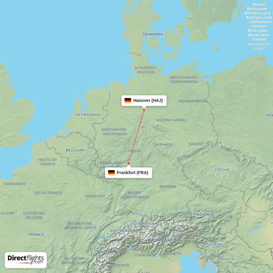 FRA - HAJ route map