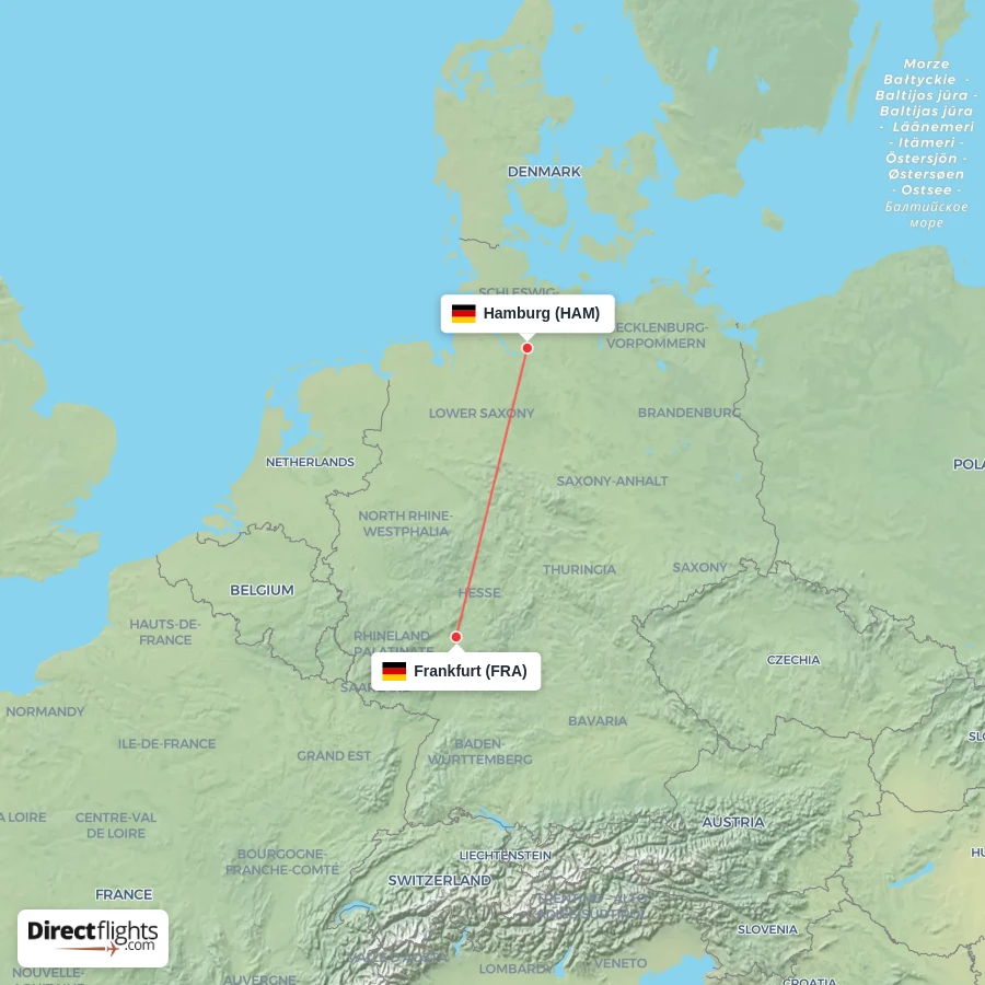 FRA - HAM route map