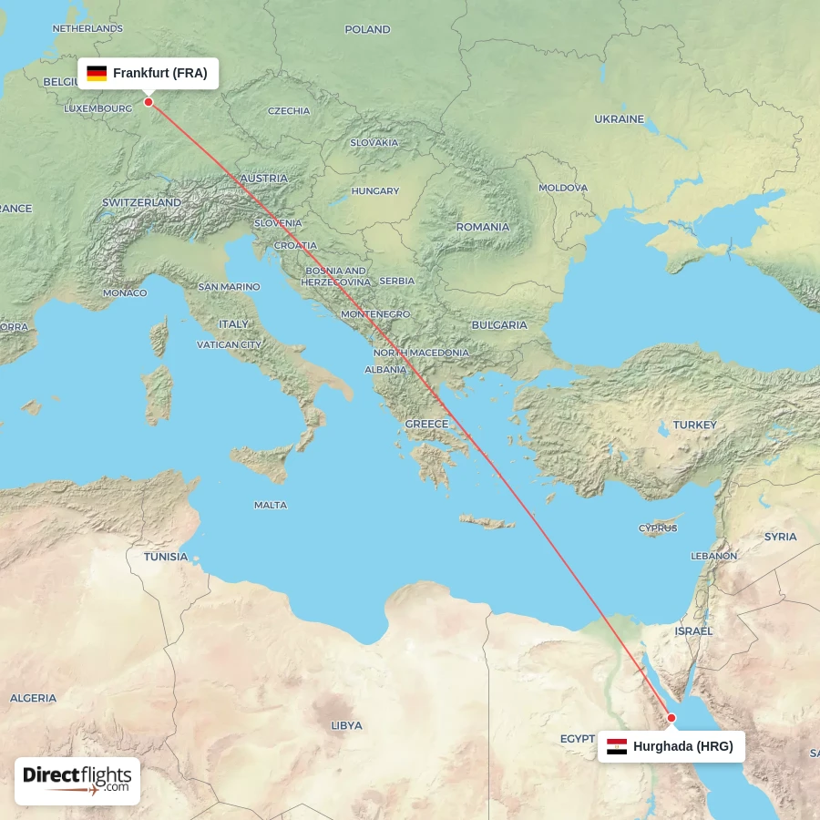 FRA - HRG route map
