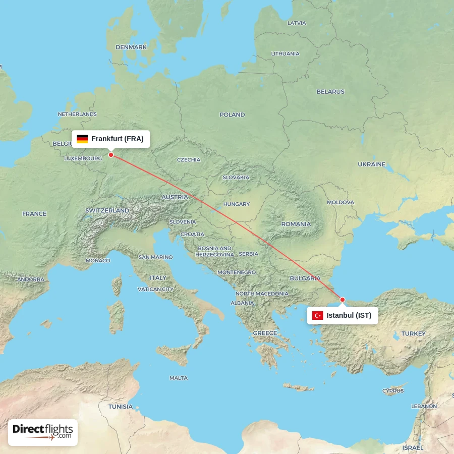 FRA - IST route map