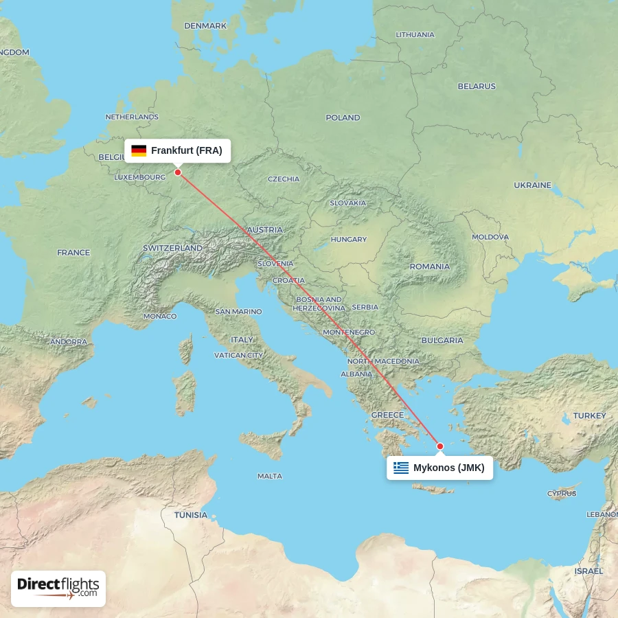 FRA - JMK route map