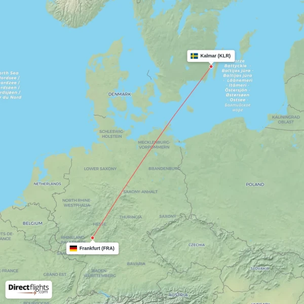 Frankfurt - Kalmar direct flight map