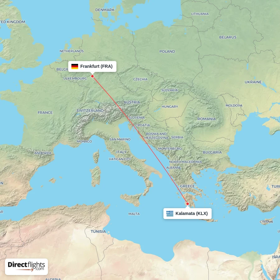 FRA - KLX route map