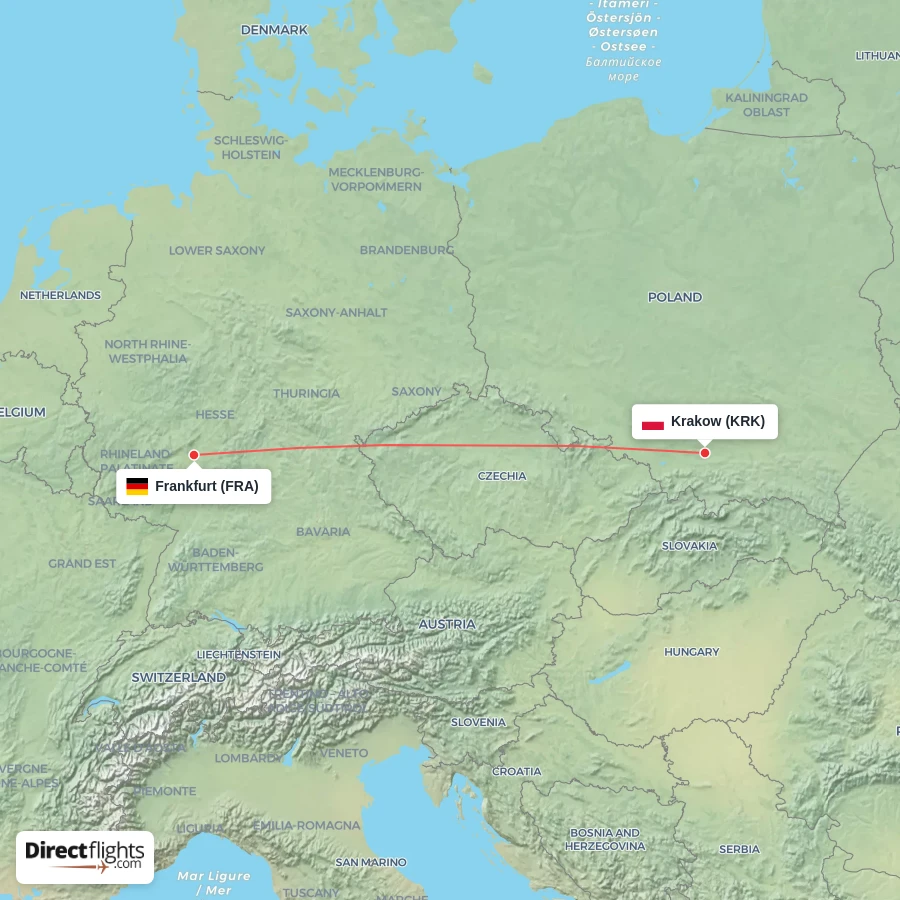 FRA - KRK route map