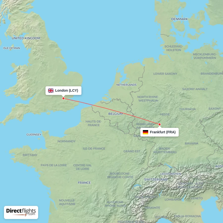 FRA - LCY route map
