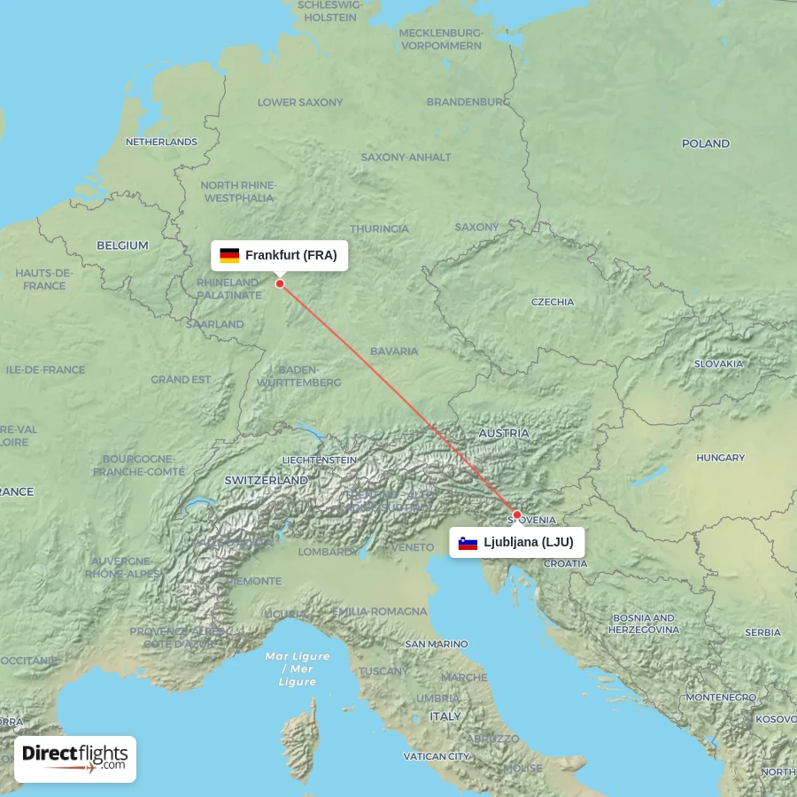 FRA - LJU route map