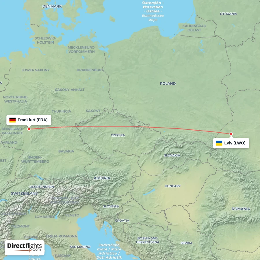 FRA - LWO route map