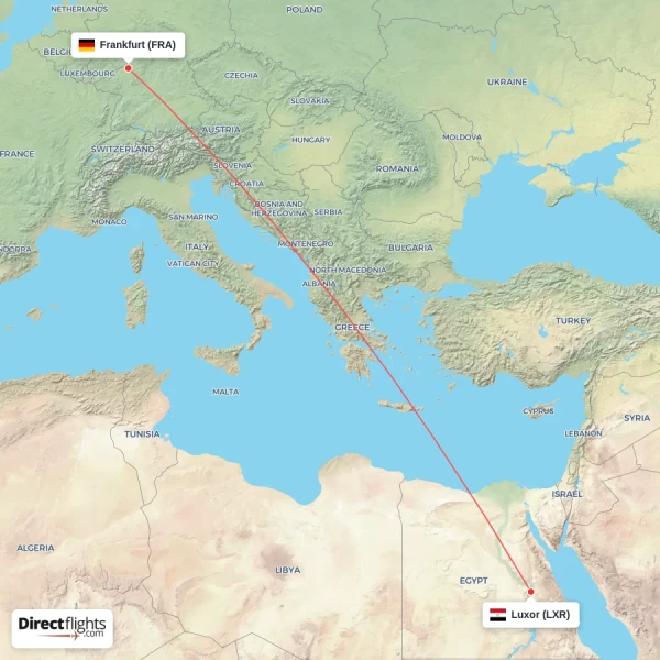 Frankfurt - Luxor direct flight map