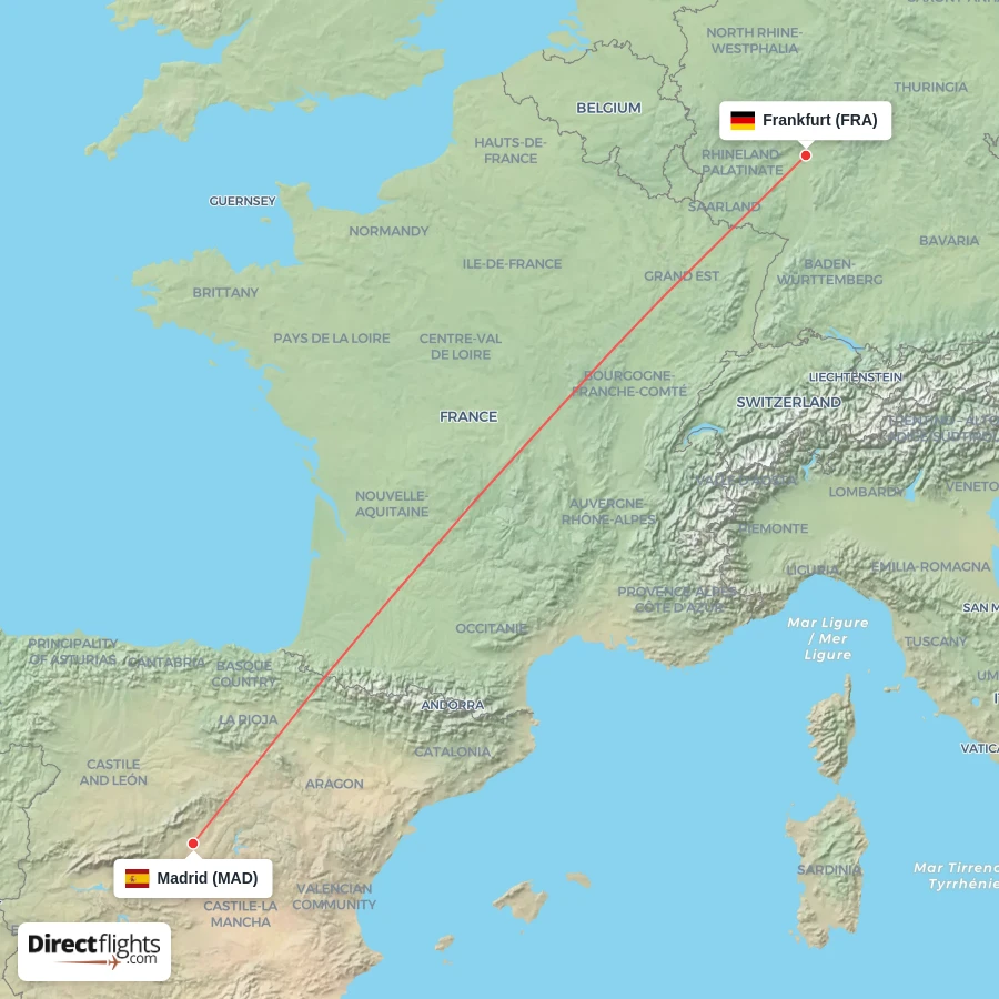 FRA - MAD route map