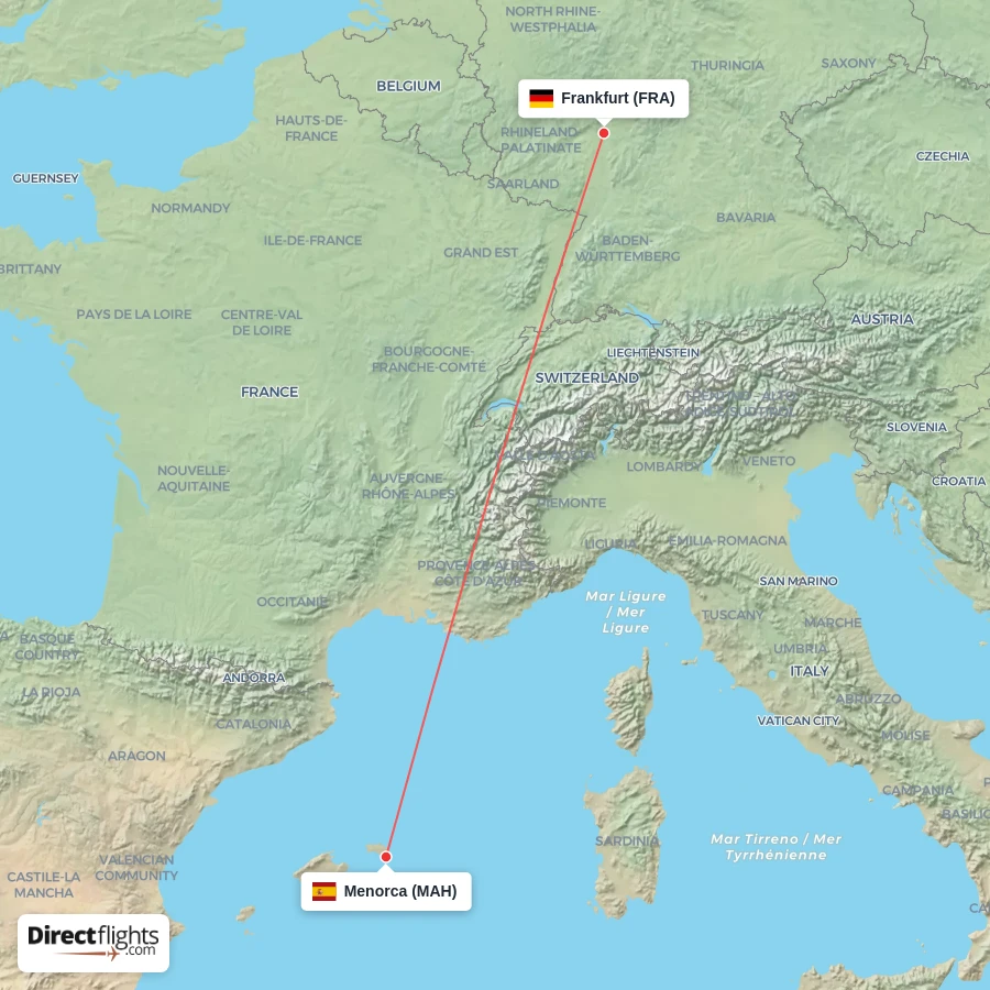 FRA - MAH route map