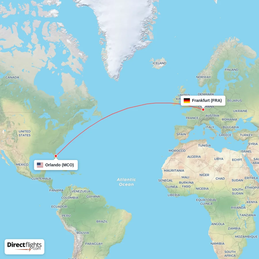 FRA - MCO route map