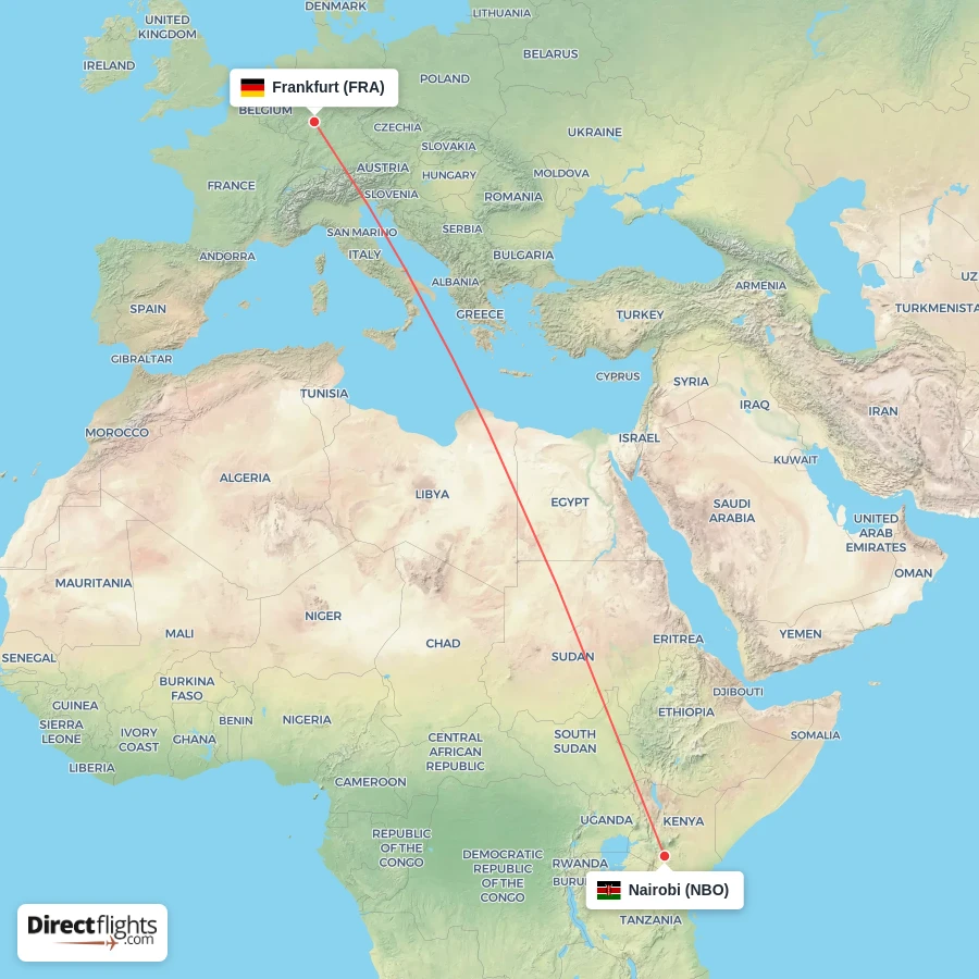FRA - NBO route map