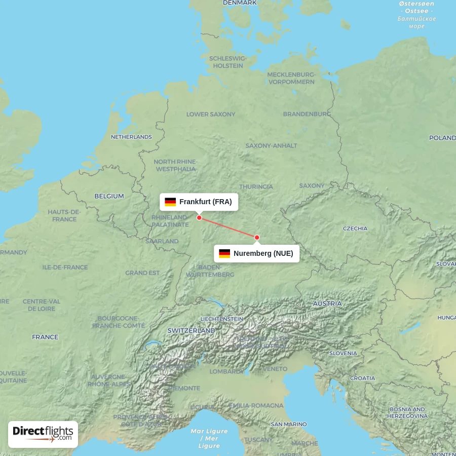 FRA - NUE route map