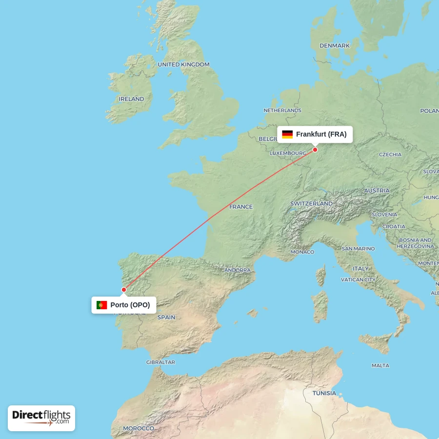 FRA - OPO route map