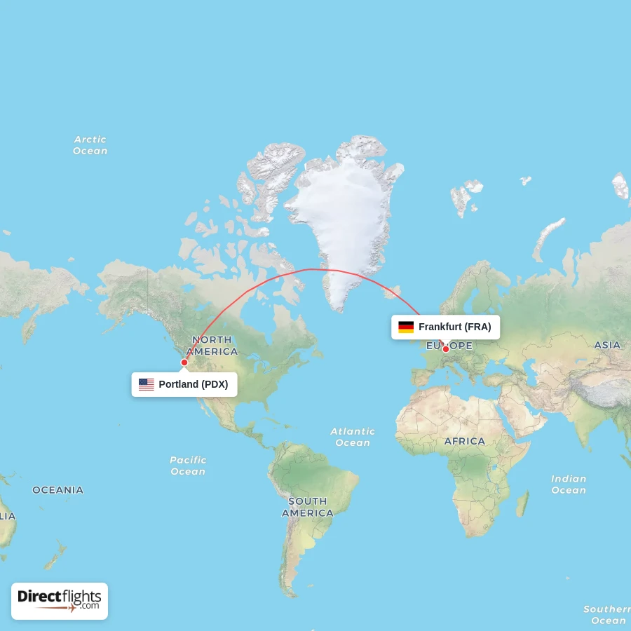 FRA - PDX route map