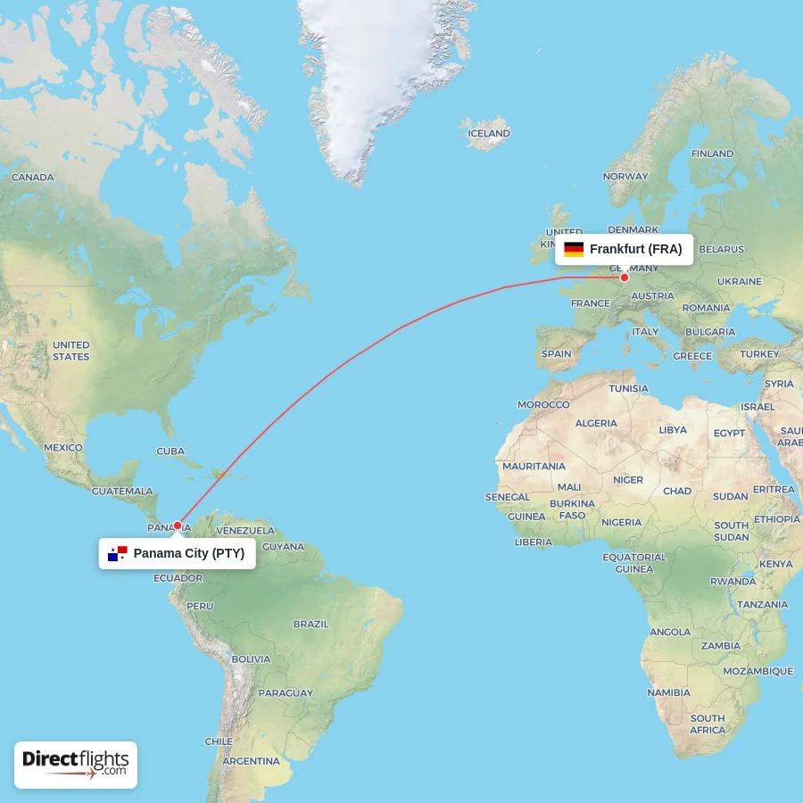 FRA - PTY route map