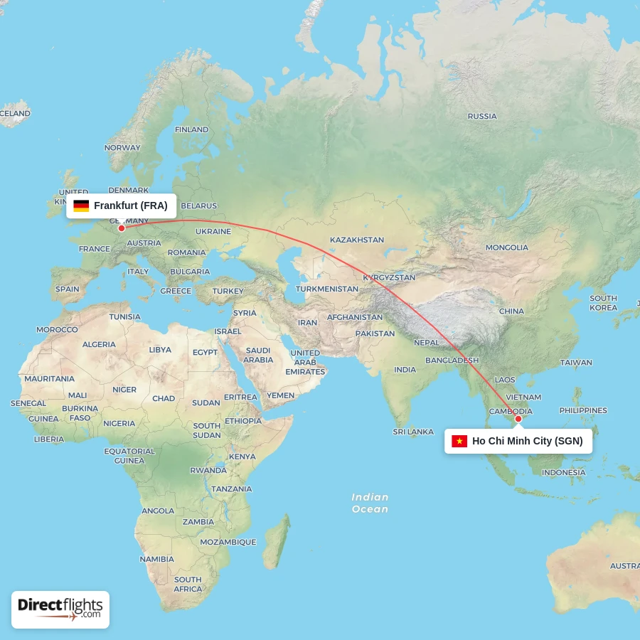 FRA - SGN route map