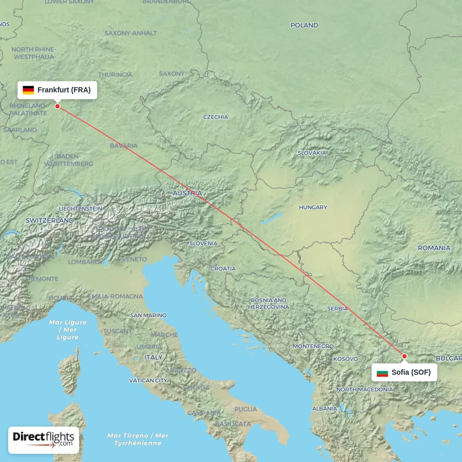 FRA - SOF route map