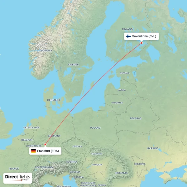 Frankfurt - Savonlinna direct flight map