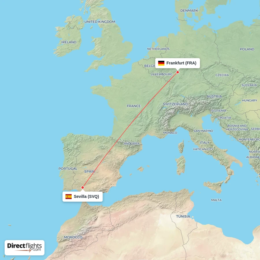 FRA - SVQ route map