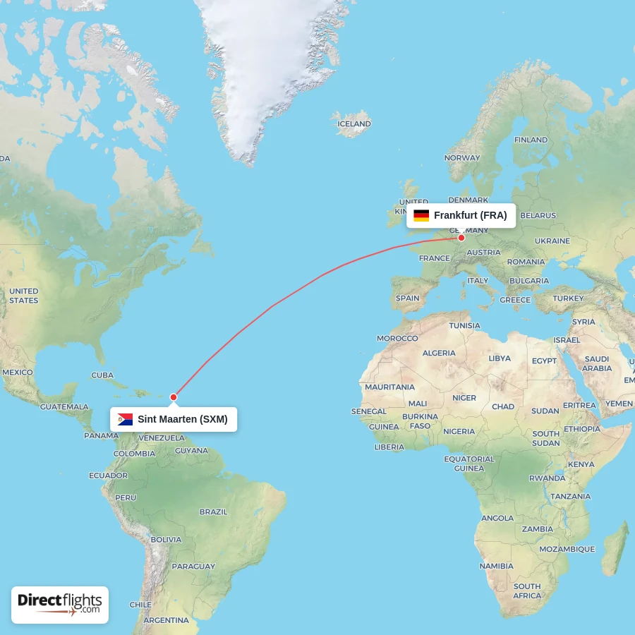 FRA - SXM route map