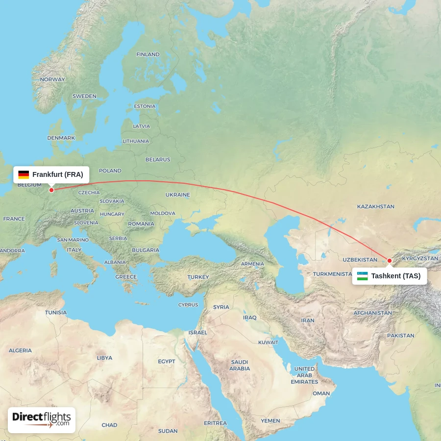 FRA - TAS route map