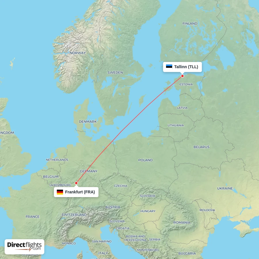 FRA - TLL route map