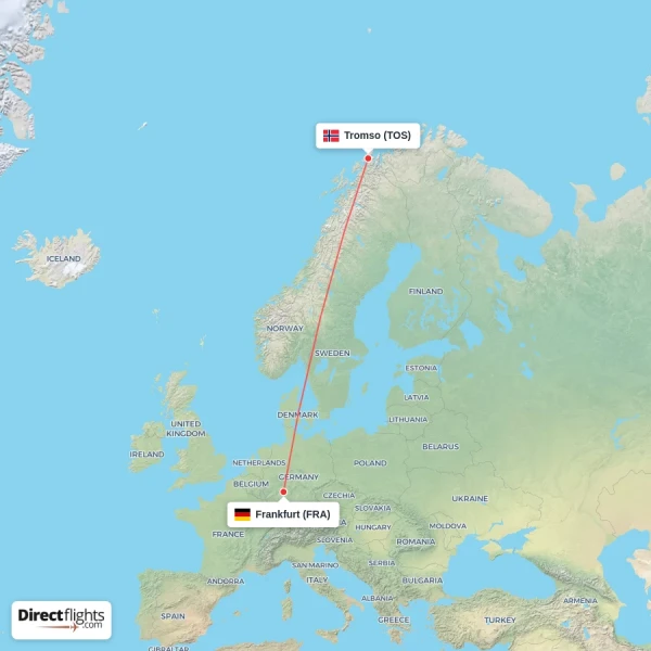 Frankfurt - Tromso direct flight map