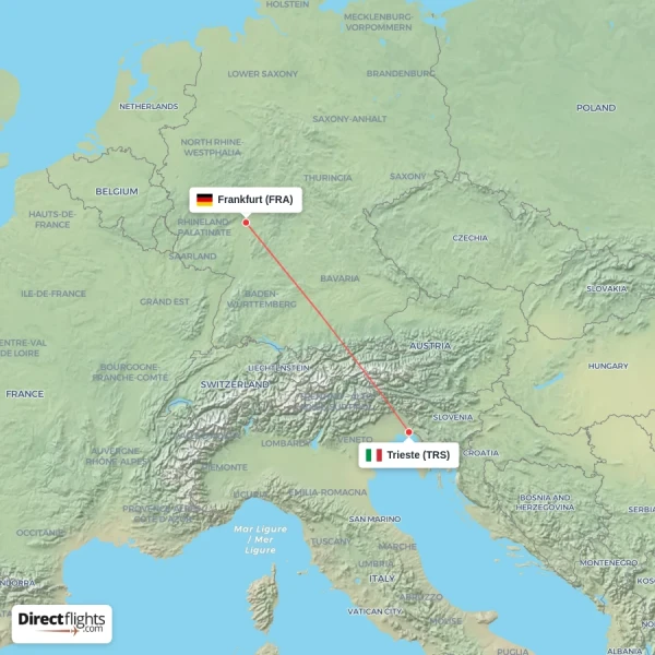 Frankfurt - Trieste direct flight map