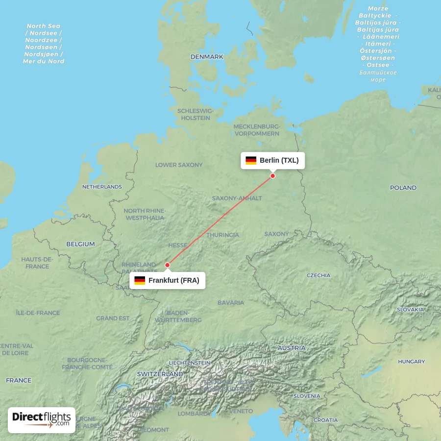 FRA - TXL route map
