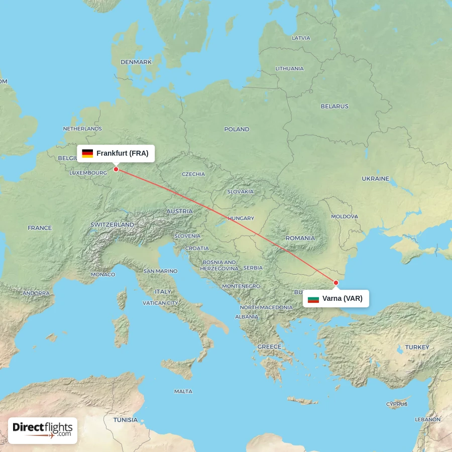 FRA - VAR route map
