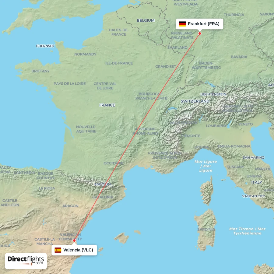 FRA - VLC route map