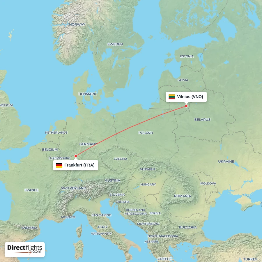 FRA - VNO route map