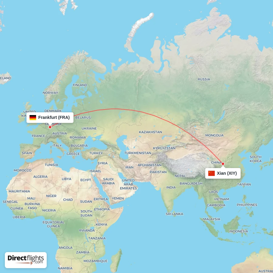 FRA - XIY route map