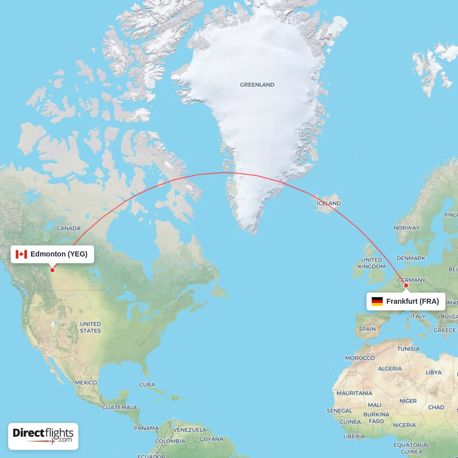 FRA - YEG route map