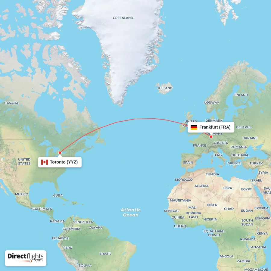FRA - YYZ route map