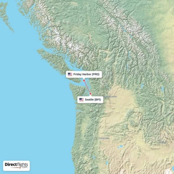 Friday Harbor - Seattle direct flight map