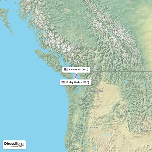 Friday Harbor - Eastsound direct flight map