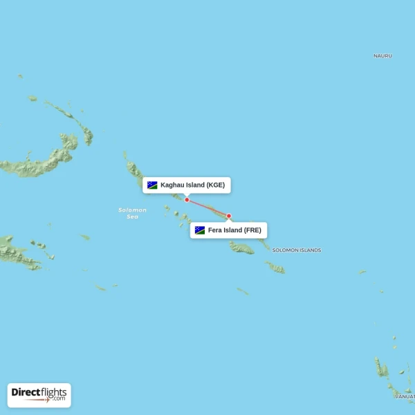 Fera Island - Kaghau Island direct flight map