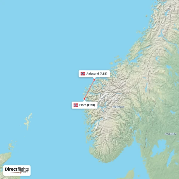 Floro - Aalesund direct flight map