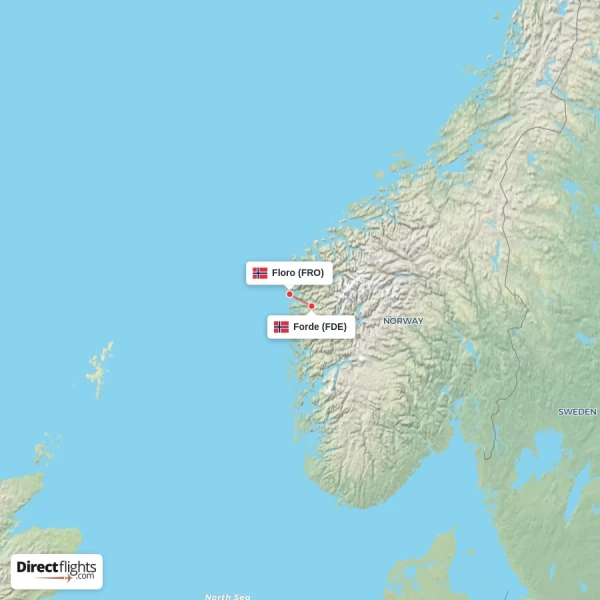Floro - Forde direct flight map