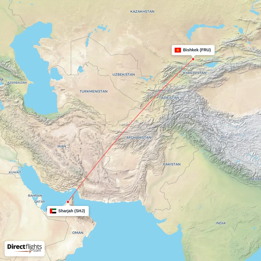 FRU - SHJ route map