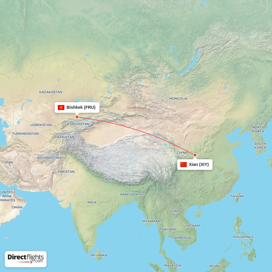 FRU - XIY route map