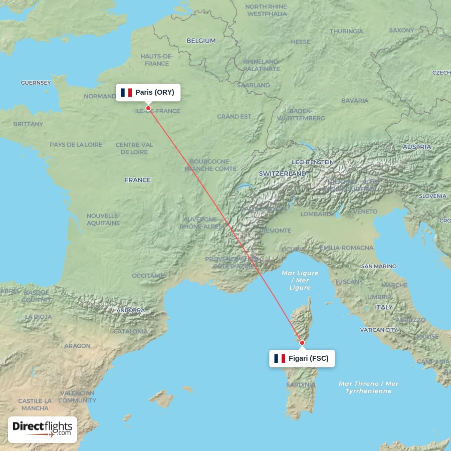 FSC - ORY route map