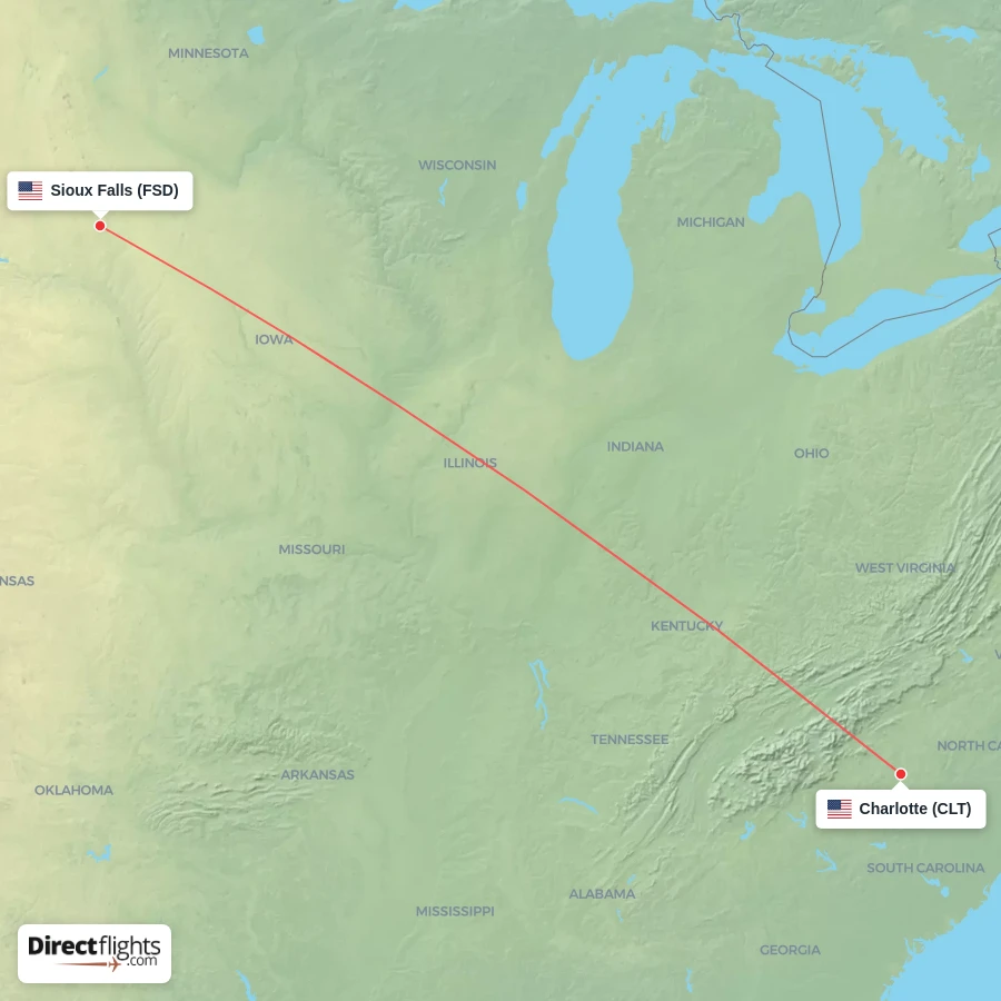 FSD - CLT route map