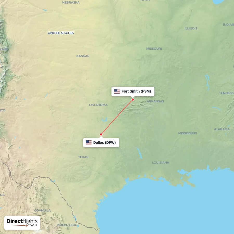 FSM - DFW route map