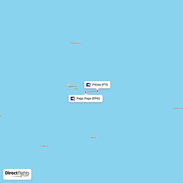 Fitiuta - Pago Pago direct flight map