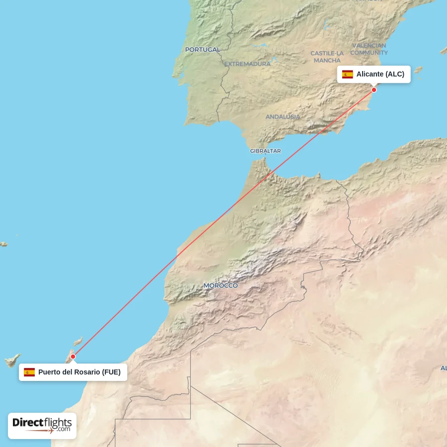 FUE - ALC route map