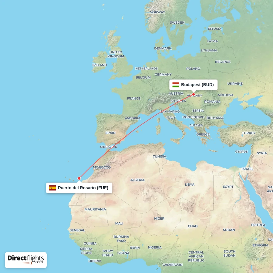 FUE - BUD route map
